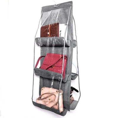 Organizador De Bolsa Cabideiro Para Guarda Roupa Armario Com 6 Bolsos Divisorias Transparente Prateleira