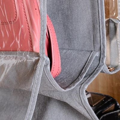 Organizador De Bolsa Cabideiro Para Guarda Roupa Armario Com 6 Bolsos Divisorias Transparente Prateleira