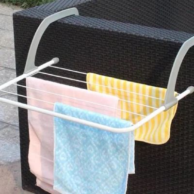 Varal Portatil De Porta Janela Sacada Apartamento Suporte Seca Roupa Dobravel 5 Varetas Pratico Metalico Branco