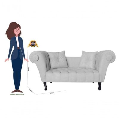 Recamier Sofá Divã Namoradeira Dubai Suede Branco - Fm