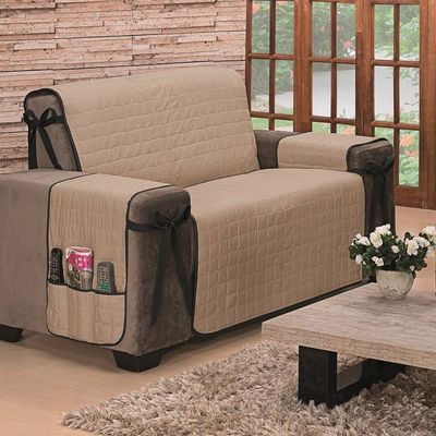 Protetor De Sofá Dupla Face Premium 2 E 3 Lugares King - Preto/Cáqui