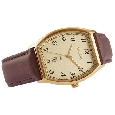 Relógio Seculus Masculino Ref: 23746gpsvdc2 Retangular Dourado