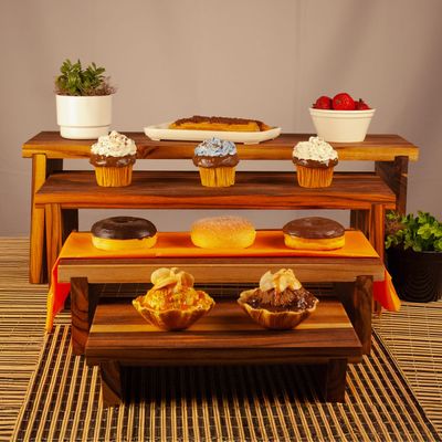 Expositor Modular para Pâtisserie 30x20x12cm em Madeira Teca