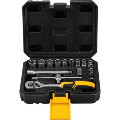 Jogo de Soquete Sextavados Encaixe 1/4" Com Catraca Jogo 16Pc Vonder