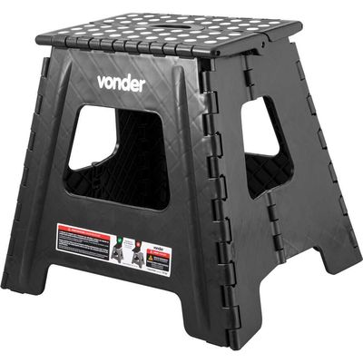 Banqueta Plástica Dobrável 360Mm Preta Vonder