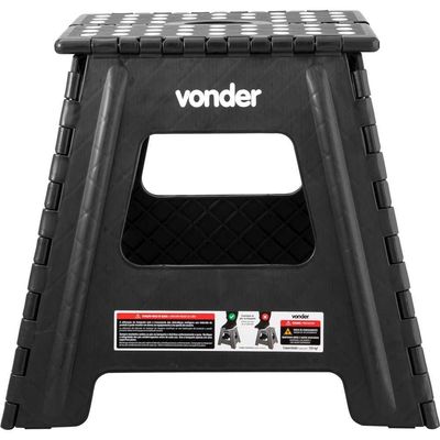 Banqueta Plástica Dobrável 360Mm Preta Vonder