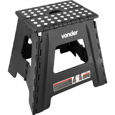 Banqueta Plástica Dobrável 360Mm Preta Vonder