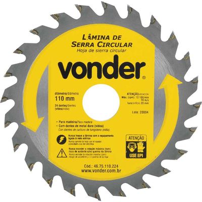 Lâmina Serra Circular Videa 110X20X24D Vonder