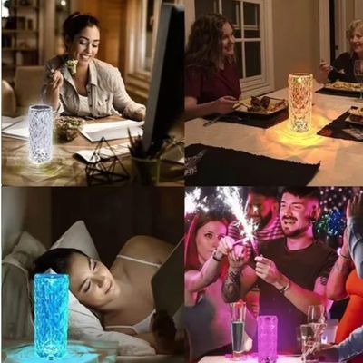 Luminaria Noturna Infantil Abajur Controle Remoto Rgb 16 Cores Cristal Mesa Led Multicolorida Touch Usb Sem Fio Recarreg