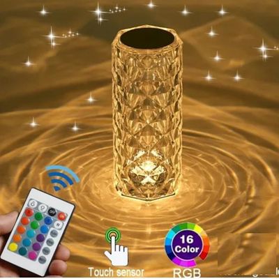 Luminaria Noturna Infantil Abajur Controle Remoto Rgb 16 Cores Cristal Mesa Led Multicolorida Touch Usb Sem Fio Recarreg