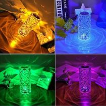 Luminaria Noturna Infantil Abajur Controle Remoto Rgb 16 Cores Cristal Mesa Led Multicolorida Touch Usb Sem Fio Recarreg