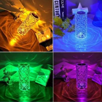 Luminaria Noturna Infantil Abajur Controle Remoto Rgb 16 Cores Cristal Mesa Led Multicolorida Touch Usb Sem Fio Recarreg