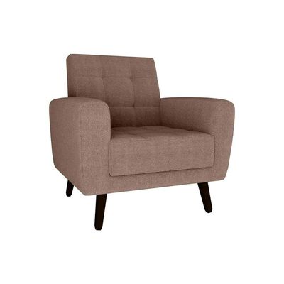 Poltrona Para Descanço Com Pés De Madeira Livia Matrix Boucle Marrom