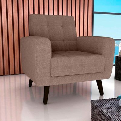 Poltrona Para Descanço Com Pés De Madeira Livia Matrix Boucle Marrom