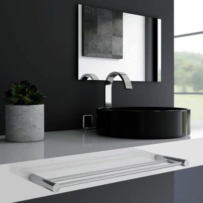 Porta Toalha Toalheiro Duplo Para Banheiro Escovado Orion Grego Metal 50cm
