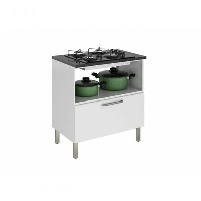 Balcão Cozinhas Itatiaia Tarsila Para Cooktop 4 Bocas - 1 Porta Horizontal E 1 Gaveta - Branco