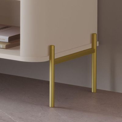 Rack Para Tv Tucupi Off White Pe Dourado - Moveis Jb
