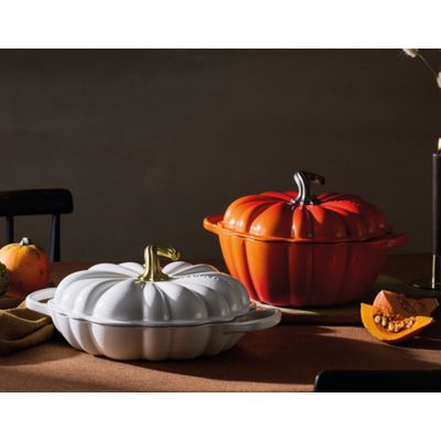PANELA ABÓBORA LE CREUSET REDONDA EM FERRO FUNDIDO BRANCO 24CM 21238240101441