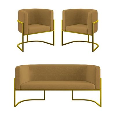 Kit Sofá 2 Lugares + 2 Poltronas Para Recepção Balaqui Capuccino