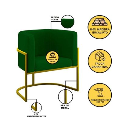 Kit Sofá 2 Lugares + 2 Poltronas Para Recepção Balaqui Verde