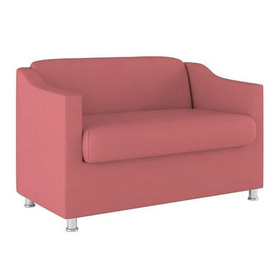 Kit Sofá Namoradeira + Poltrona Tilla Recepção Sala Tecido rosa