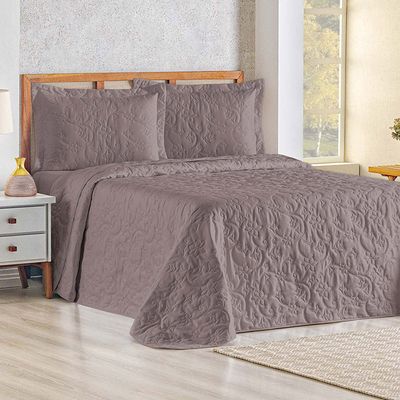 Cobre Leito Colcha Queen Mobili 03 Peças - Lavanda - 100% Poliéster