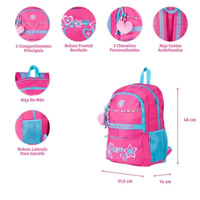 Mochila Escolar Feminina Infanto Juvenil BG Joy Rosa U / Rosa