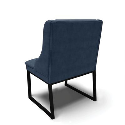 Cadeira Sala de Jantar Industrial Preto Kit 4 Liz Suede Azul M D03 - D'Rossi