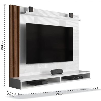 Painel Para Tv Dijon Branco Com Naturale - Móveisaqui