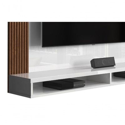 Painel Para Tv Dijon Branco Com Naturale - Móveisaqui
