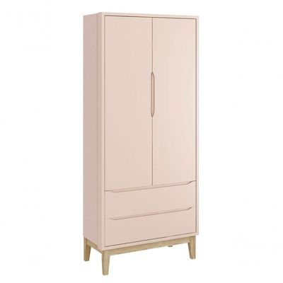Jogo De Quarto Para Bebê Completo 2 Portas Classic New Rosa Fosco Com Natural - Reller