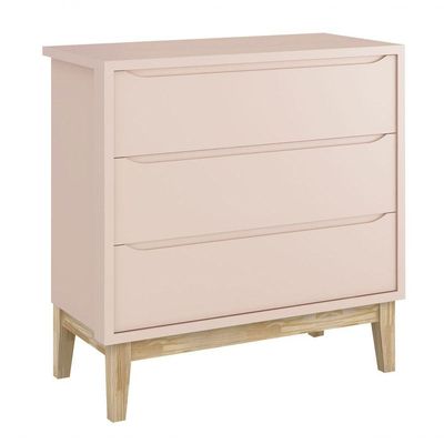 Jogo De Quarto Para Bebê Completo 2 Portas Classic New Rosa Fosco Com Natural - Reller