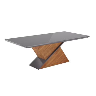 Conjunto Mesa Jantar Atlantis 200x90cm 08 Cadeiras Estofadas Tampo Vidro Revestimento Veludo Viero Mel/Grafite