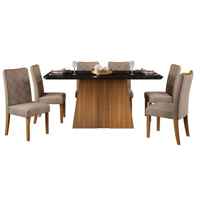 Mesa de Jantar Raquel Plus com 6 Cadeiras DJ Móveis Kraft/Ginger