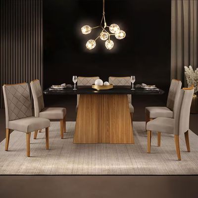 Mesa de Jantar Raquel Plus com 6 Cadeiras DJ Móveis Kraft/Ginger