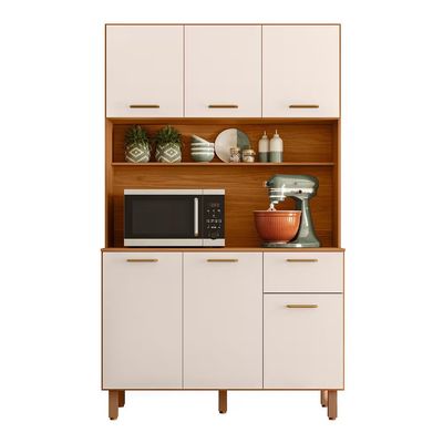 Cozinha Compacta New Livia 6 Portas 1 Gaveta 110cm Poliman Off White Acetinado