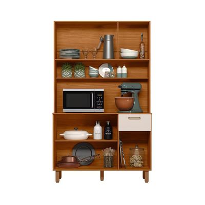 Cozinha Compacta New Livia 6 Portas 1 Gaveta 110cm Poliman Off White Acetinado