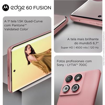 Smartphone Edge 60 Fusion 5G Tela 6,7 256GB Câmera Sony 50MP Pantone Mocha Mouse Motorola Mocha Mousse