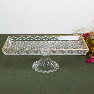 Travessa Cristal Lyor Deli Diamond com Pé 34,5cm Elegante Transparente