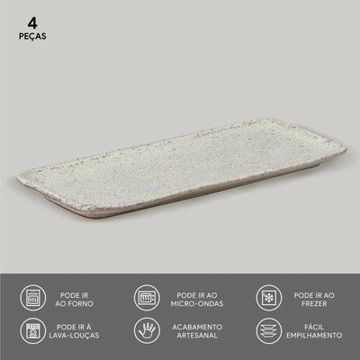 Conjunto de Travessas Retangulares Médias Porto Brasil Orgânico Pistache 33x13cm - 4 peças Cinza