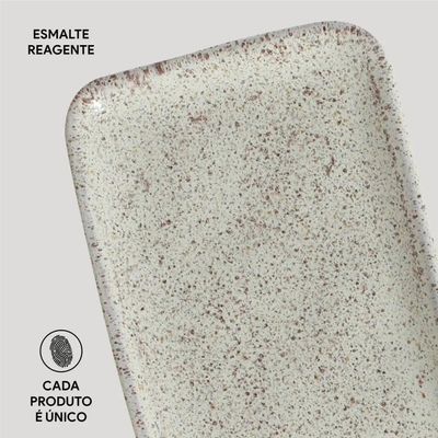 Conjunto de Travessas Retangulares Médias Porto Brasil Orgânico Pistache 33x13cm - 4 peças Cinza
