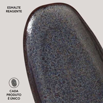 Conjunto de Travessas Oval Rasa Grande Porto Brasil Orgânico Titanium 36x13cm - 4 Peças Azul