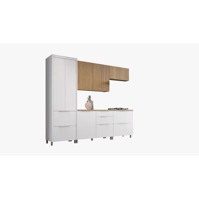 Cozinha Completa Marquesa MDF 15mm Pintura UV 5 Peças Nesher Nature/Branco