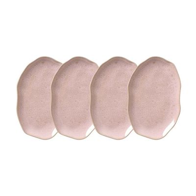 Conjunto de Travessas Oval Rasa Média Porto Brasil Bio Litchi 30x20cm - 4 Peças Rosa