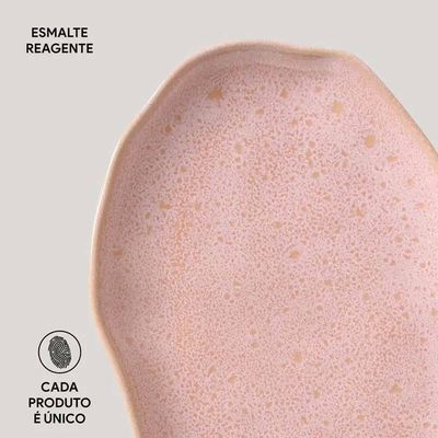 Conjunto de Travessas Oval Rasa Média Porto Brasil Bio Litchi 30x20cm - 4 Peças Rosa