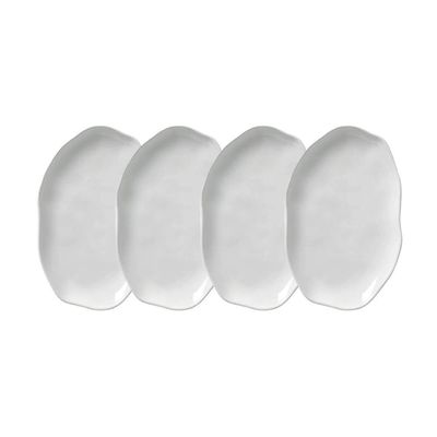 Conjunto de Travessas Oval Rasa Média Porto Brasil Bio New White 30x20cm - 4 Peças Branco