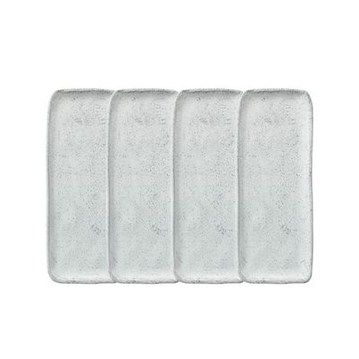 Conjunto de Travessas Retangulares Médias Porto Brasil Orgânico Echo 33x13cm - 4 Peças Branco