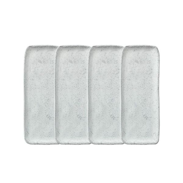Conjunto de Travessas Retangulares Médias Porto Brasil Orgânico Echo 33x13cm - 4 Peças Branco