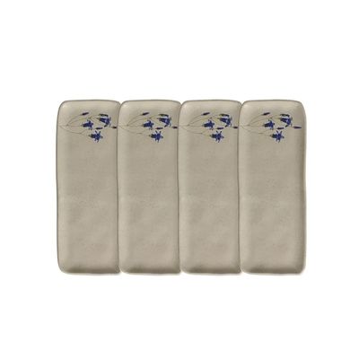 Conjunto de Travessas Retangulares Médias Porto Brasil Orgânico Campestre 33x13cm - 4 Peças Cinza