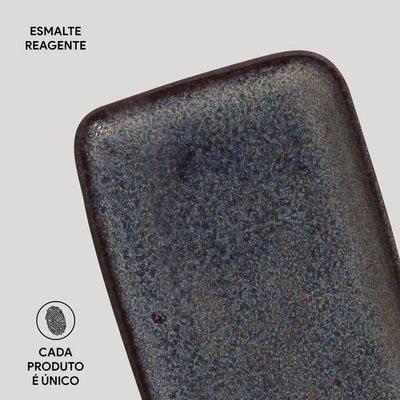 Jogo de 4 Travessas Retangulares 22x9,5cm Stoneware Orgânico Titanium Porto Brasil n/a